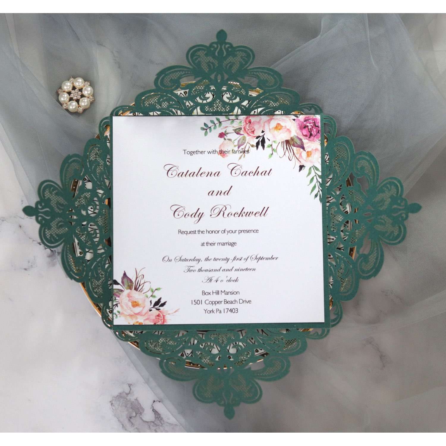 Lace Invitation Card Laser Cut Wedding Invitation Atrovirens Card